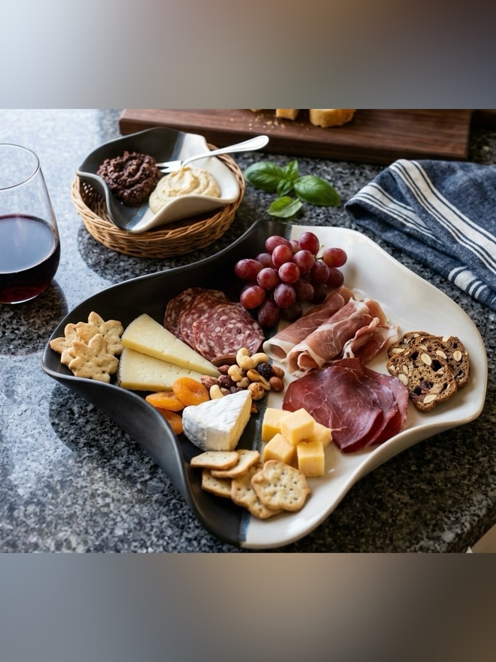 Porcelain Swirl Square Dip Set from the Hilborn Pottery Contemporary Collection